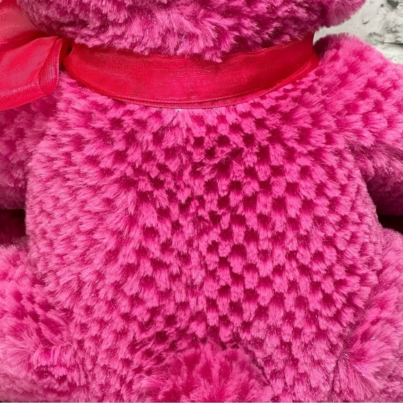 Circus Circus Pink BEAR I Love Reno Plush Waffle Fur Bow Heart Stuffed Animal - Picture 6 of 9